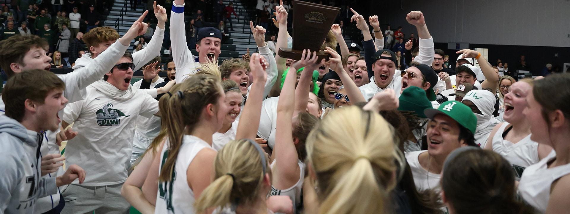 Warriors student-athletes celebrating a championship